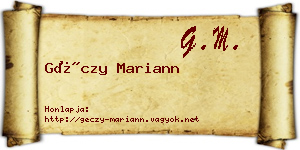 Géczy Mariann névjegykártya